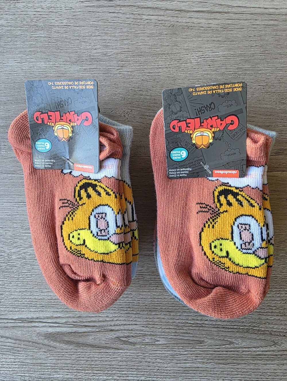 Garfield Girls Socks 2 Pack 12 Pairs Shoe Size 7-10 NWT